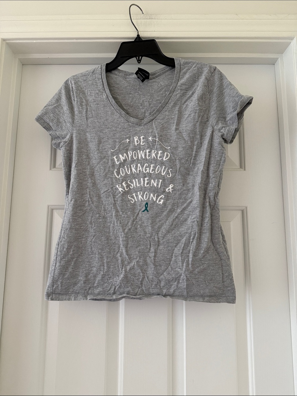 Be Empowered Grey V-Neck Graphic Tee
